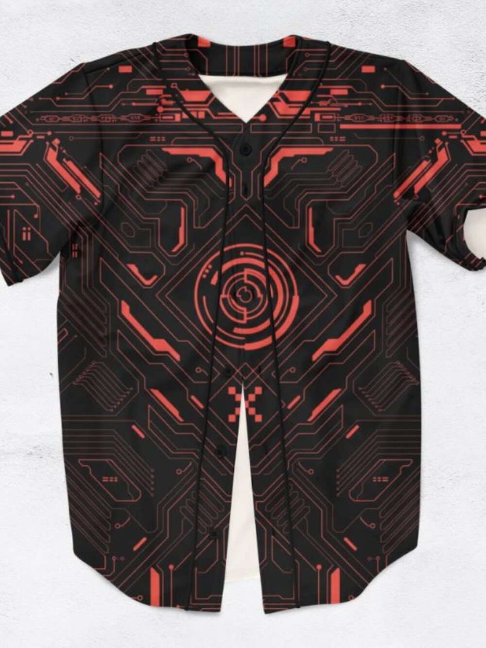 Excision Cyberpunk Circuit Red Black Rave Baseball Jersey